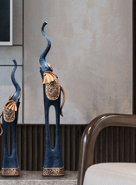 现代创意艺术大象摆件客厅落地装饰品家J居玄关橱窗工艺品摆设大