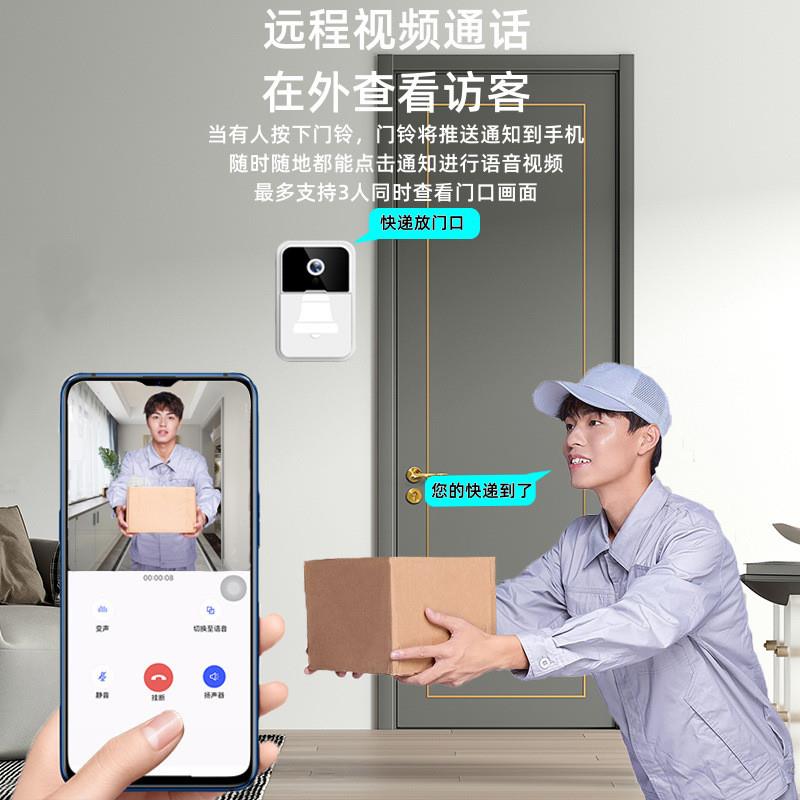 无线可视门铃wifi智能猫眼门铃不插电家用远程对讲一拖二充电款