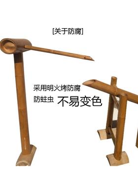 庭院饰品日式竹制流水太阳能鱼过滤器循环黄色和尚鱼池石碗吓人的