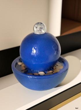 欧式陶瓷喷泉流水加湿器家居客厅风水球创意工艺品办公室桌面摆件