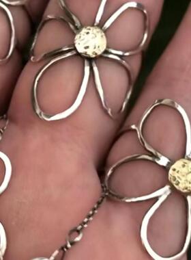 仙莉丝波西米亚花朵戒指开口y2k