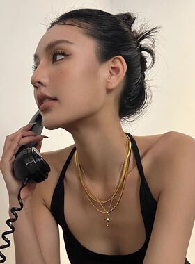 欧美橄榄绿十字架项链