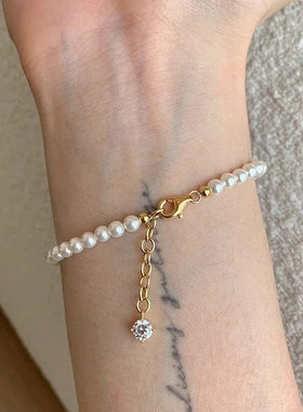 新款爆款珍珠手链ins风四叶草