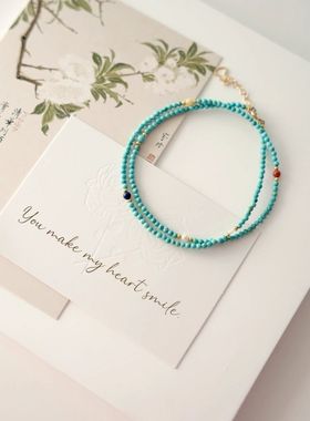 2025新款原创国风新中式小众串珠红色珍珠绿松石复古手链多宝南