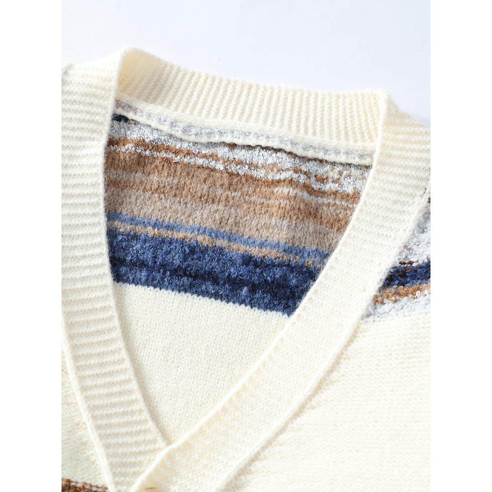 渐变条纹！让你的秋冬不再单调！秋条纹拼色针织开衫男毛衣服外套,淘宝优惠券,粉丝福利购,淘宝优惠卷