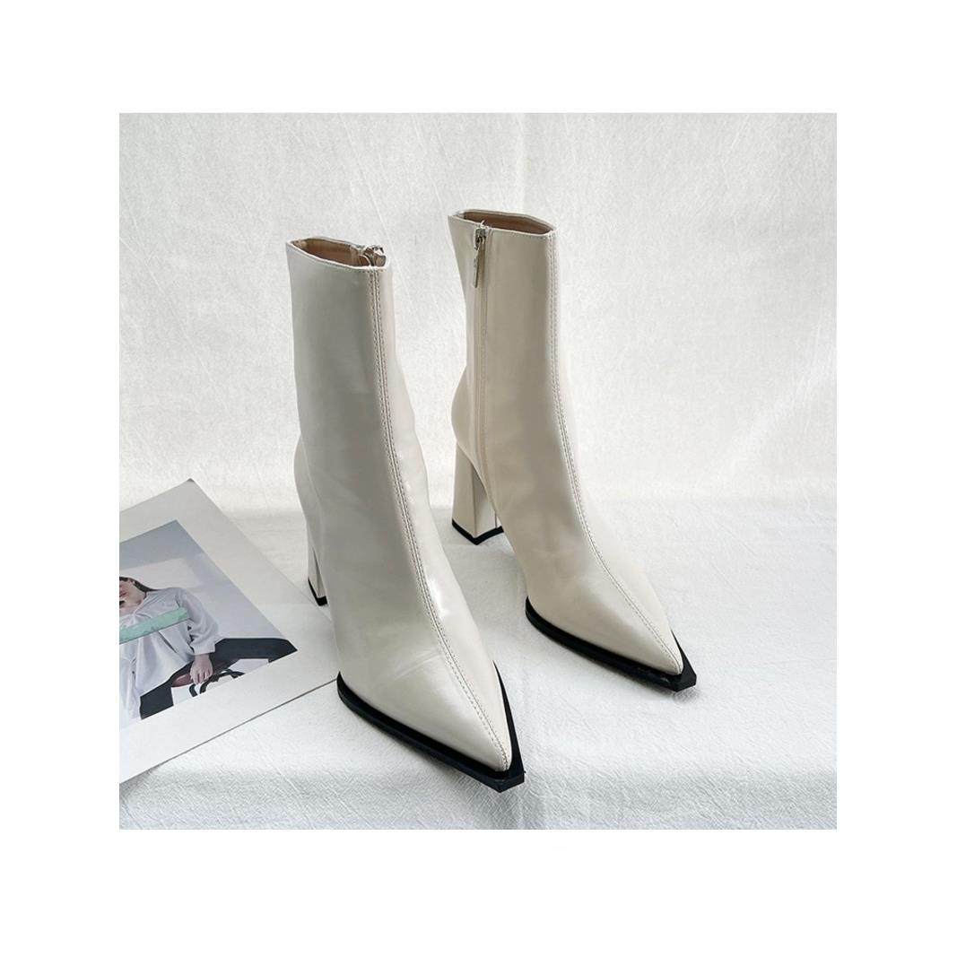 潮牌2025年秋冬新款尖头高跟鞋中筒靴厚底粗跟短靴骑士靴女马丁靴,淘宝优惠券,粉丝福利购,淘宝优惠卷