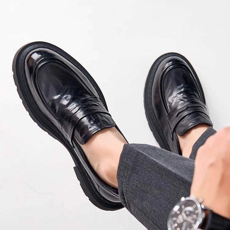 QWTG一脚蹬休闲皮鞋冬季潮流真皮百搭英伦商务德比鞋厚底男豆豆鞋,淘宝优惠券,粉丝福利购,淘宝优惠卷