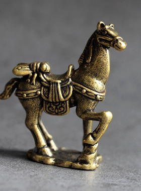 实心纯黄铜办公桌面小摆件马上赢古铜茶宠饰品工艺品礼品手把玩件