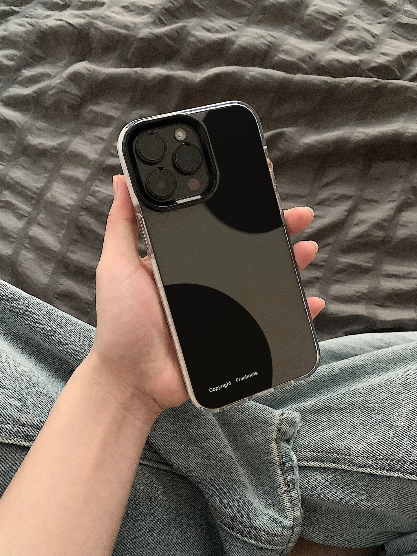 韩国INS风简约黑色圈圈适用iPhone17promax手机壳苹果17男女14pro个性12情侣15pro包静音键13黑边防摔14高级x