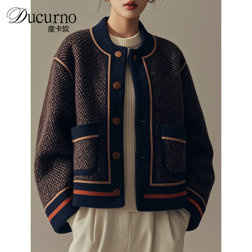 Ducurno新中式女装国风保暖外套2025年冬季新款小香风针织开衫女 - 图2