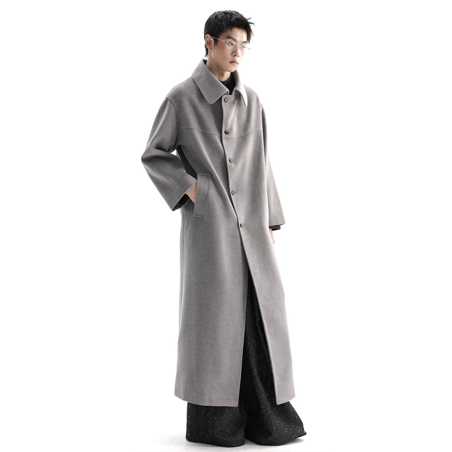 APOZi collection/牧人山海/10月9号晚20点开售 大领子灰色大衣 - 图1