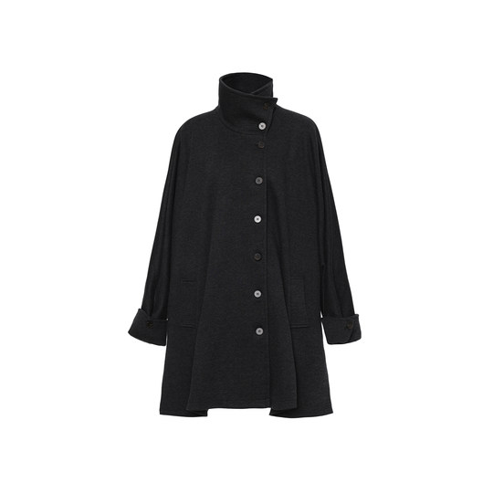 APOZi collection/mirror water floating gold/black loose mid-length coat high collar cape slit coat