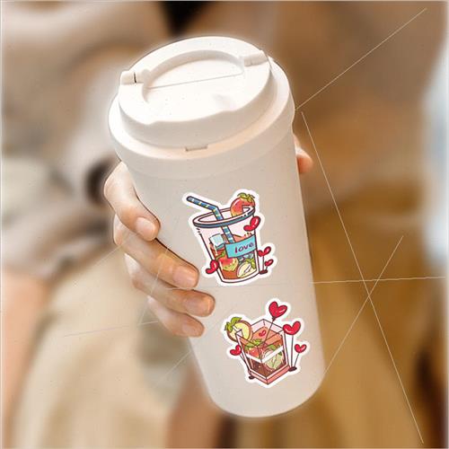 50 Valentines Day milk tea cup stickers teenage girl heart c - 图2