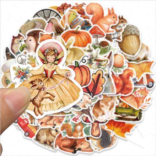 50 New Autumn 适用est Plum Deer Rabbit Squirrel Stickers Lug - 图1