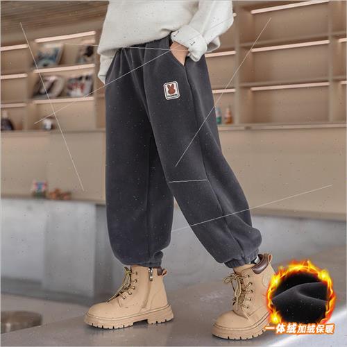 Boys padded pants one fleece sweatpants fall and winter  202 - 图1