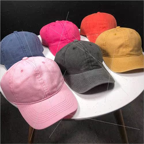 Hat female summer do old retro washed cotton solid color bas - 图1