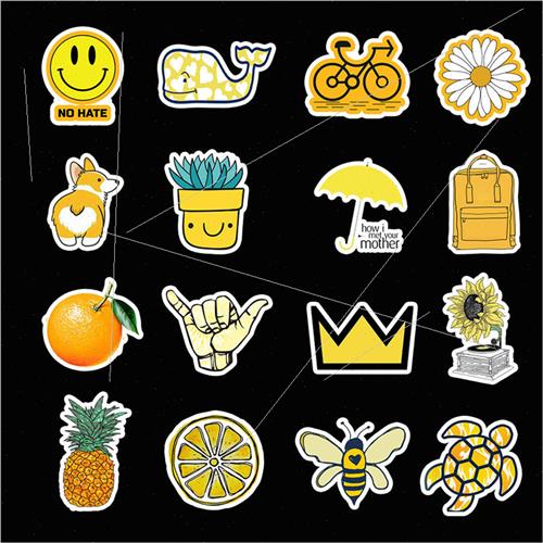 50 pcs of yellow series of small clear stickers personalized - 图0