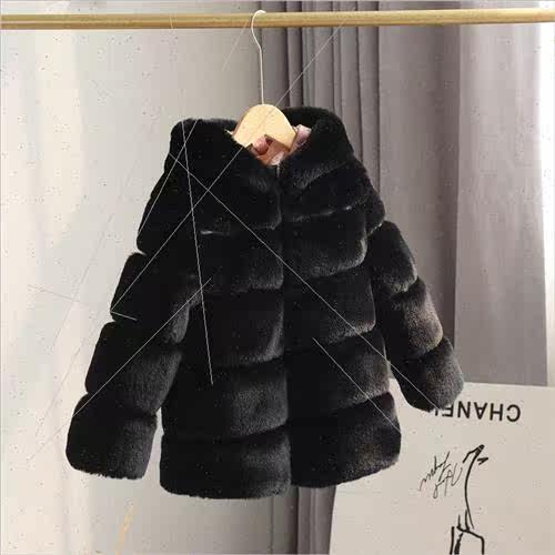 2023 new hooded childrens fur coat imitation otter rabbit ha - 图1