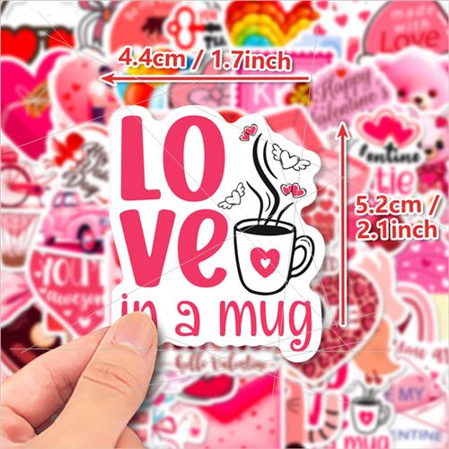 50 pcs of love Valentines Day stickers cartoon INS sweet Val - 图0