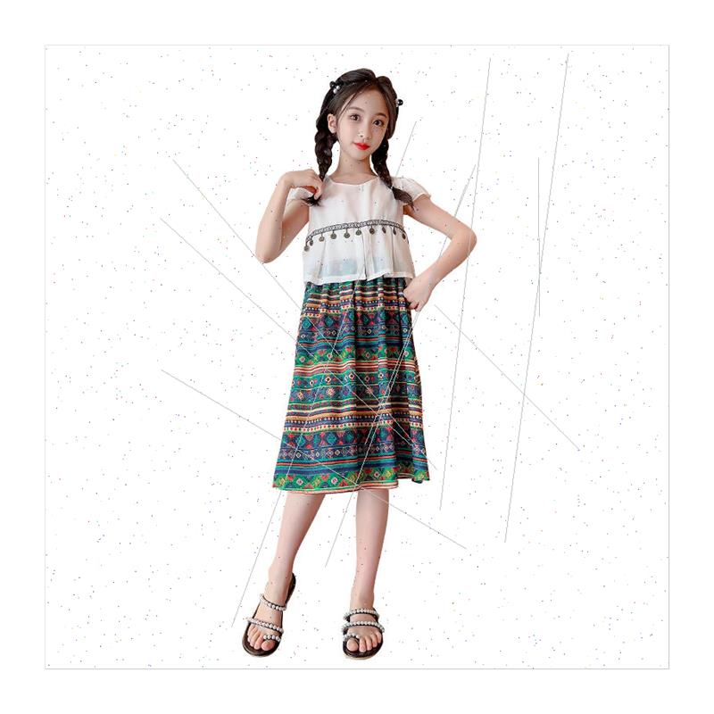 Big childrens summer short-sleeved ethnic  dress 2023 Yangqi - 图3