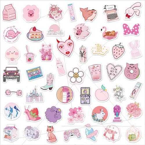 50 pink and purple cute mix and match  doodle stickers VSCO - 图1