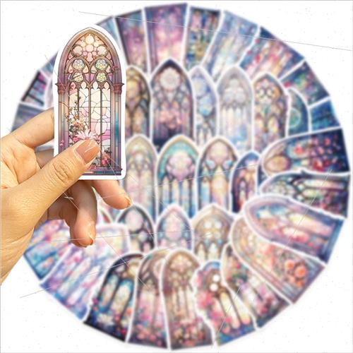 50 INS  church window stickers guitar laptop luggage DIY wat - 图2