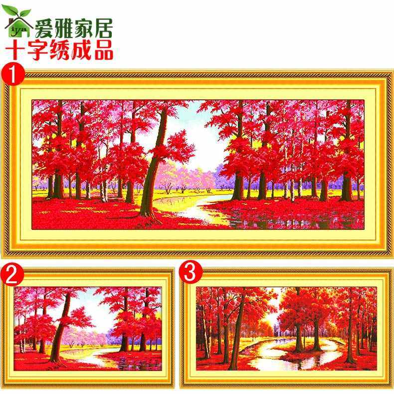 2024新款线绣红枫林十字绣成品机绣鸿运当头纯手工客厅风景画大画,淘宝优惠券,粉丝福利购,淘宝优惠卷