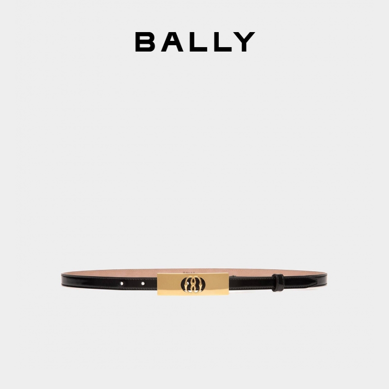 BALLY/巴利24春夏Emblem黑色皮质女士腰带6306850 - 图2