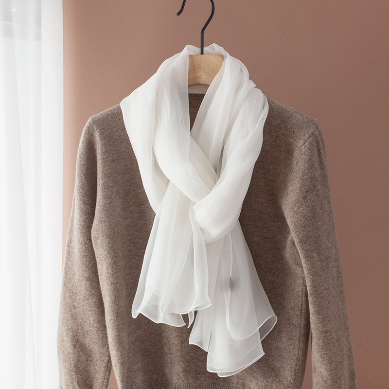 杭州丝绸100%桑蚕丝纯色长款真丝丝巾春秋冬季百搭精致披肩围巾女,淘宝优惠券,粉丝福利购,淘宝优惠卷