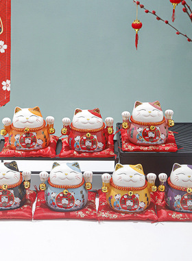 招财猫陶瓷家居摆件创意日式发财猫小存钱罐店铺开业活动礼品送礼