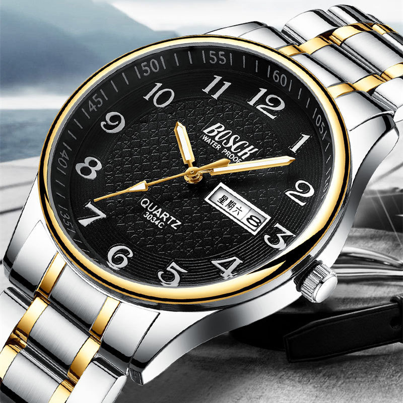 双日历男士老人防水数字中老年人表 xrl国产腕表