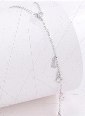 s925 silver tassel love heart necklace female hundred wh nic