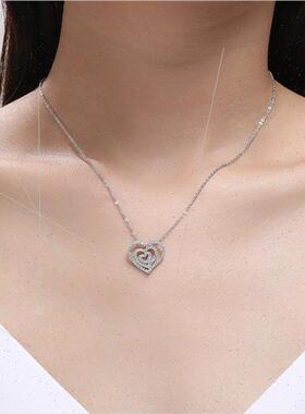 Full set zirconia love silver necklace female hundred niche