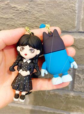 Bluey family keychain car charm cartoon small doll schoolbag