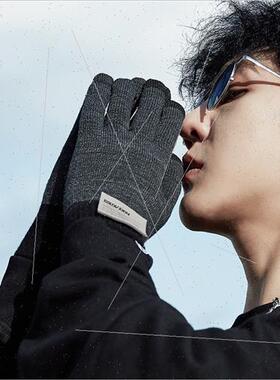 Autumn and winter wool knted gloves men outdoor warm touch s