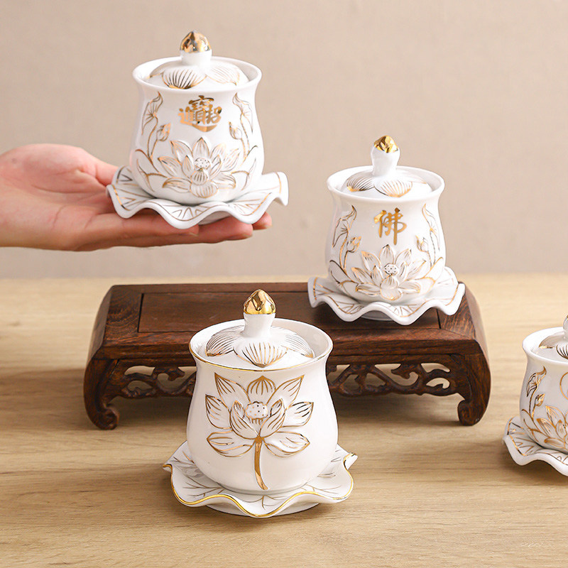 供佛水杯大号家用莲花供水杯观音大悲水供杯陶瓷净水杯佛前圣水杯,淘宝优惠券,粉丝福利购,淘宝优惠卷