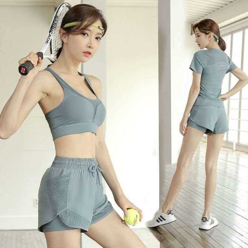 运动套装女夏薄款2021年新款健身瑜伽跑步速干透气晨跑衣服两件套