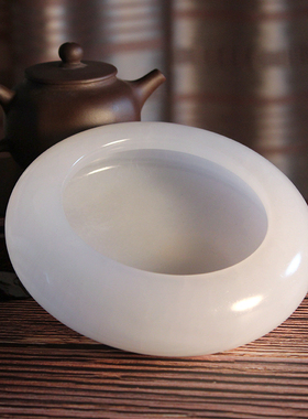 玉石圆形烟灰缸家居客厅新中式