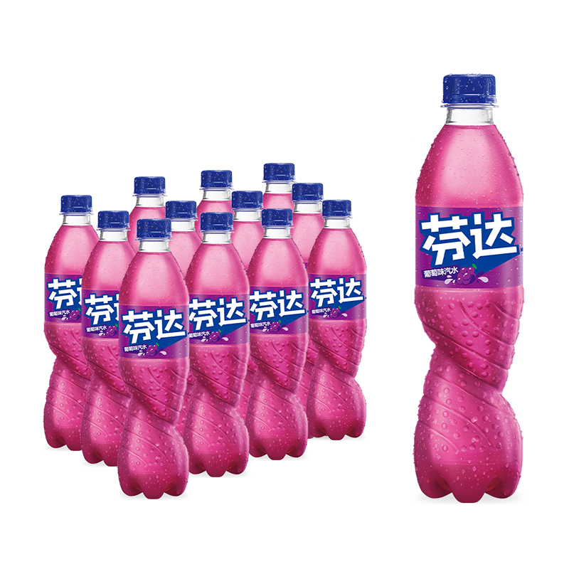 可口可乐有糖芬达葡萄味 500ml*12瓶碳酸饮料果味汽水-图2