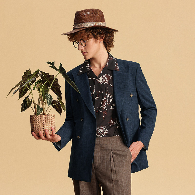 JDV奥莱旗舰店春秋折扣新品藏青色西装百搭戗驳领双排扣西服外,淘宝优惠券,粉丝福利购,淘宝优惠卷