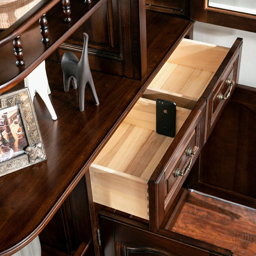 简约美式实木间厅柜客厅风水玄关柜屏风隔断复古双面酒柜展示柜 - 图2