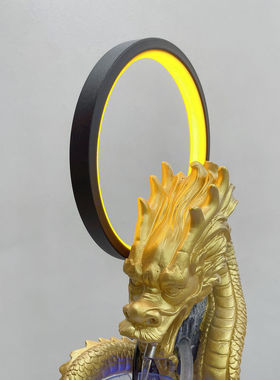 新款桌面流水摆件黑龙 金龙吐水摆件循环水鱼缸客厅家用送礼