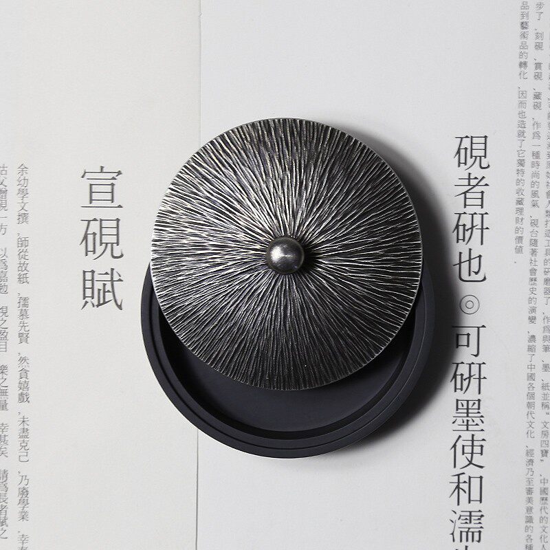 国家非遗宣砚传承人黄太海《锡悟墨海》锡砚艺术品带盖砚台精品锡器砚台天然高档老坑歙砚台文房四宝秋月白_虎窝淘