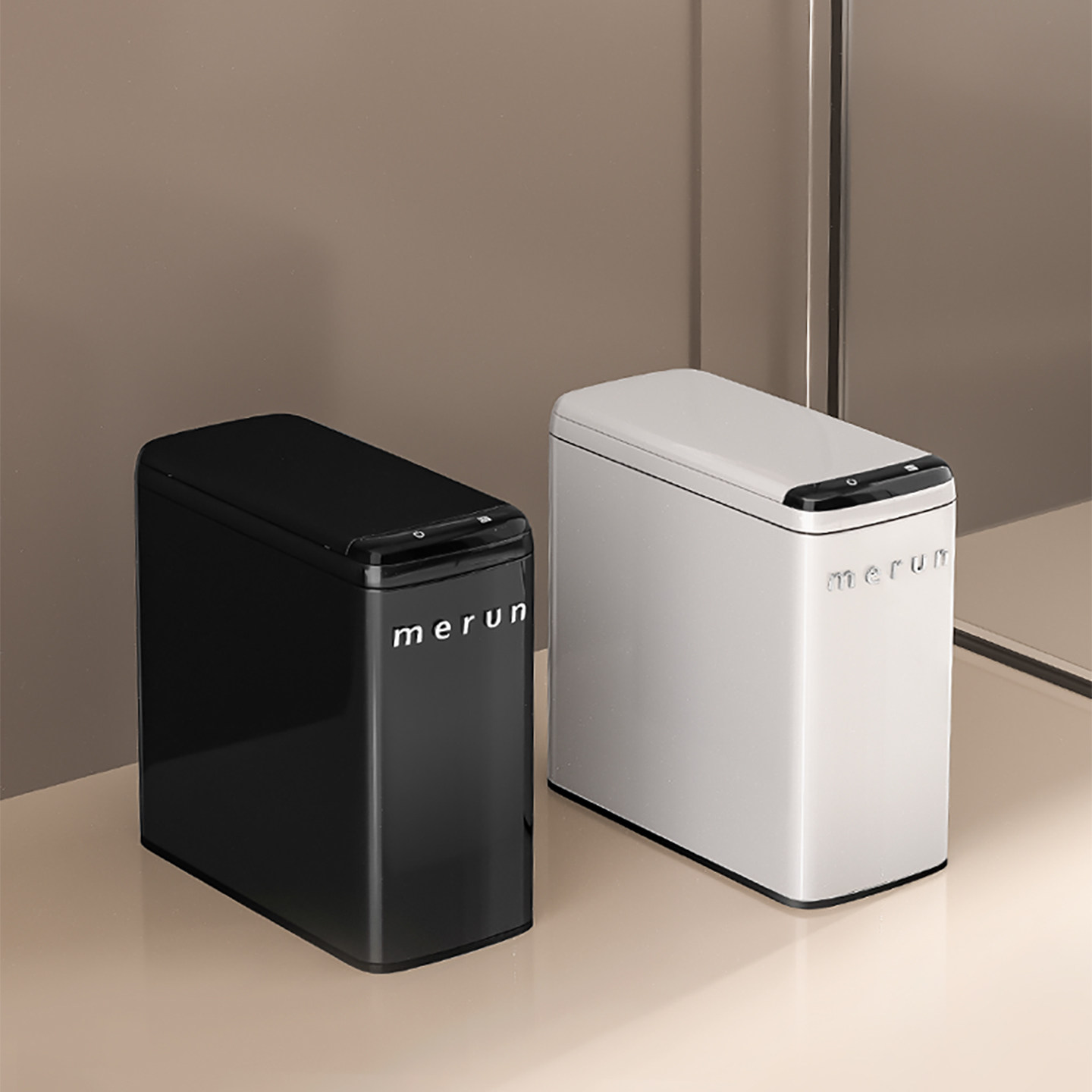 英国merun智能感应垃圾桶不锈钢家用窄缝厕所卫生间带盖轻奢高档