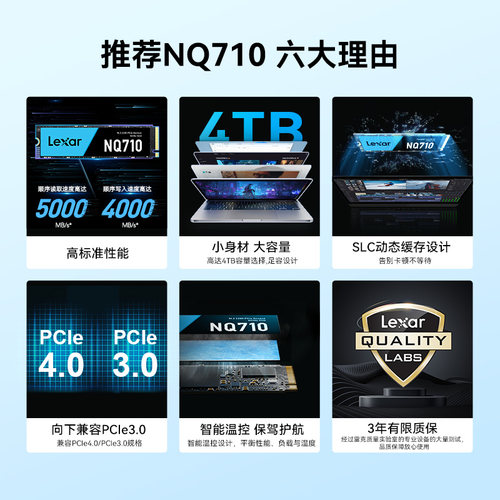 【自营】Lexar雷克沙M.2固态硬盘500G笔记本电脑台式机SSD NQ710 - 图3