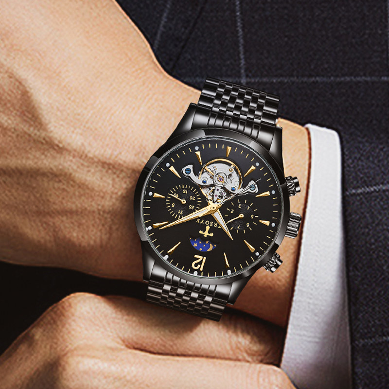 正品牌瑞士男士防水镂空自动机械表 tisselly蒂西尼国产腕表