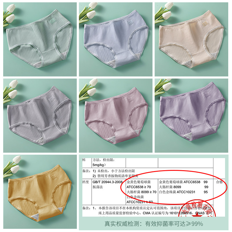 女士纯棉抗菌100%全棉裆女生内裤 南极人煦立女三角裤