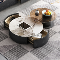 Rock board Italian style tea table round composition Living room Small family type light extravagant modern creative designer extremely brief and small round