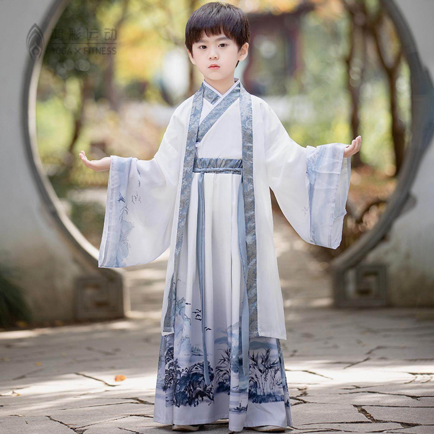 儿童古装汉服国学服男童女童书童小学生国学服装开笔礼朗诵演出服,淘宝优惠券,粉丝福利购,淘宝优惠卷