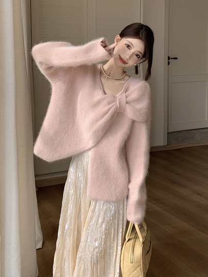 Fufu's small fragrant sweater suit skirt for women in autumn and winter, small and gentle, sweet and cute two-piece set